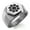 Silver, variant on Stainless Steel Chiba Samurai Crest Engraved Hexagon Crest Flat Top Biker Style Polished Ring