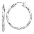 thumbnail image 1 of 14k White Gold 3mm Twisted Hoop Earrings Round, 1 of 7