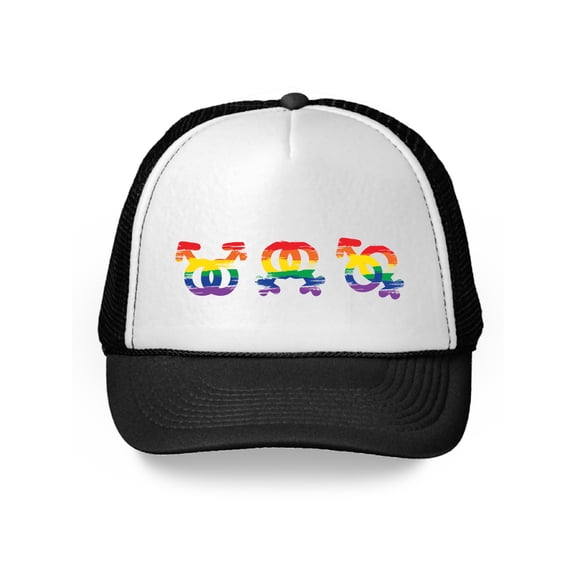 LGBT Graphic Cap Hat - Lesbian Gay Trucker Hat - Rainbow Flag Lgbt Pride Hat