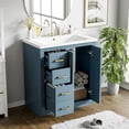 thumbnail image 3 of 30'' Bathroom Vanity with Ceramic Sink Combo, Modern Bathroom Storage Cabinet with 3 Drawers and 2 Soft Closing Doors, Freestanding Bathroom Vanities, Solid Wood Frame, Indigo, 3 of 8