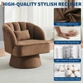 thumbnail image 5 of Danolapsi Modern Swivel Barrel Accent Chair, 360 Degree Velvet Upholstered Armchair with Striped Backrest & Plush Padding, Comfy Round Lounge Chair for Living Room, Bedroom, Reading Nook, 5 of 8