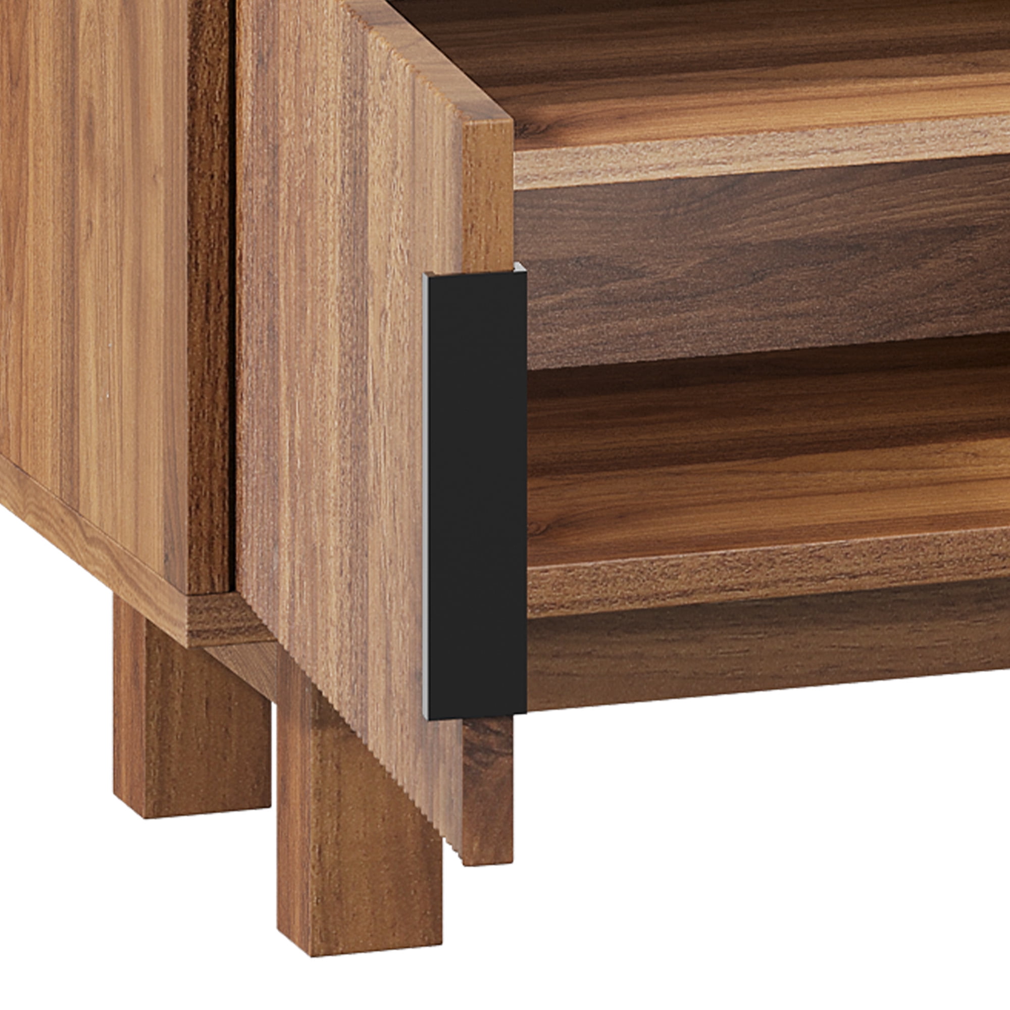 Uforic Fluted TV Stand for 65" TVs, Modern Living Room Media Console with Adjustable Shelf & Power Outlets, Walnut