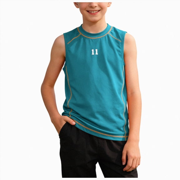 NIEWTR Toddler Tank Tops 0-24M 2T 3T 4T 5T 6T Boys Summer Clothes Sleeveless Undershirt Tank Top Soft Cotton Tee Shirts for Boys and Girls(A-Dark Blue,13-14 Years)
