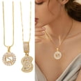 thumbnail image 2 of Full 26 Letter Pendant Necklace Women's Copper Round Flower Letter Set 2pc, 2 of 6