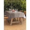 thumbnail image 3 of Outdoor Table Cloth with Umbrella Hole and Zipper, Brown Beige Ombre Waterproof Rectangle Tablecloth 52"x70", Farmhouse Vintage Wooden Striped Washable Table Cover for Outside Party Patio Picnic, 3 of 8