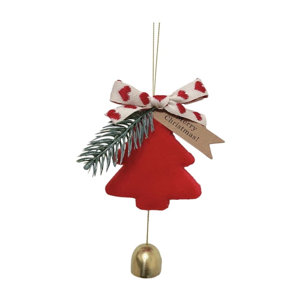 Adorno colgante de Navidad mayimx felpa con lazo y campana decoración versátil y bonita Rojo