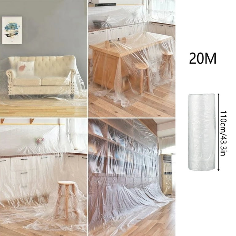 Littleduckling Plastic Drop Cloth for Painting Clear Plastic Sheeting Waterproof Plastic Tarp Dust Cover Dustproof Floor Furniture Cover for Moving