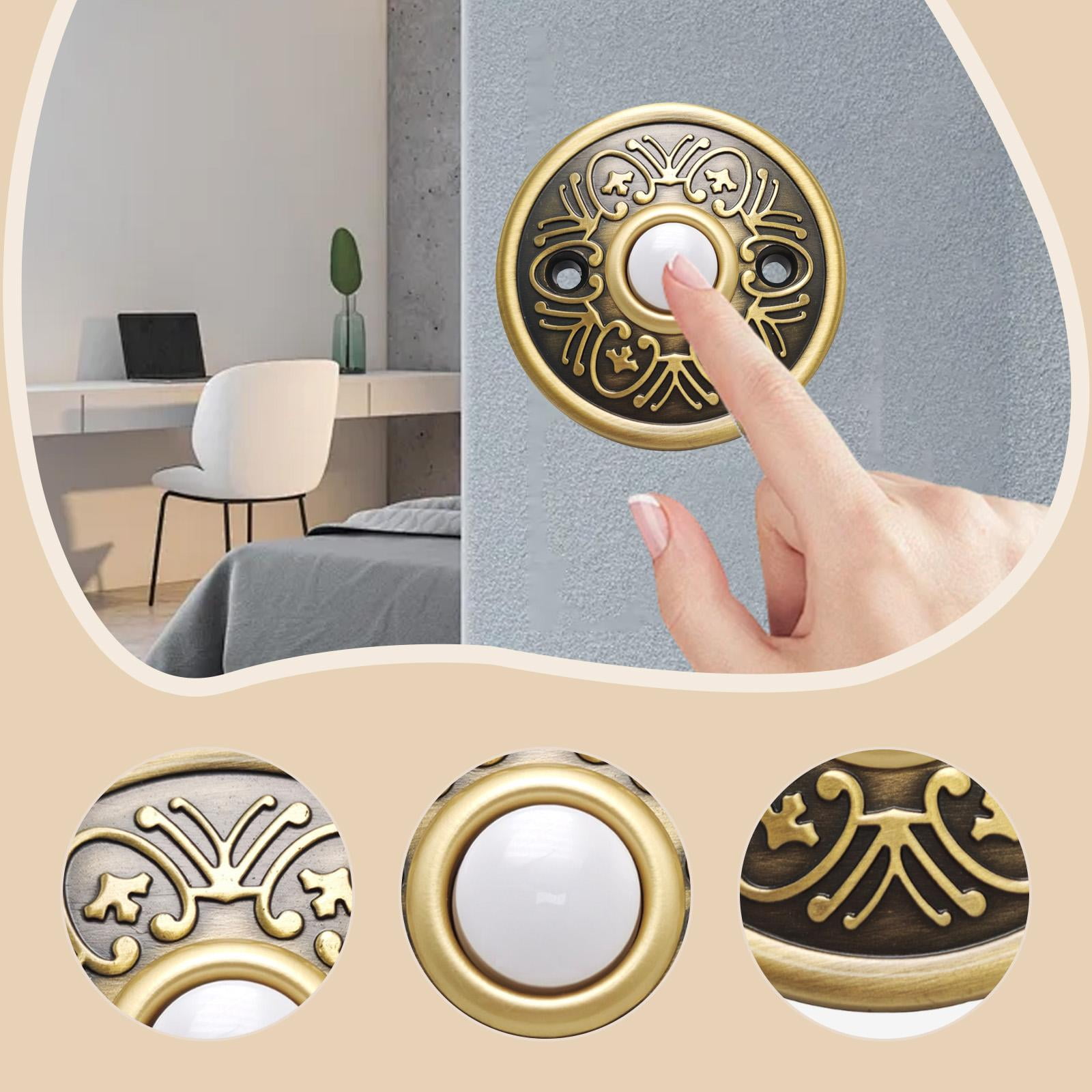 Doorbell Button Wired Doorbell Push Button Brass Heavy Duty Door Ringing Button Sleek Metal Construction for Home Office