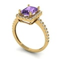 thumbnail image 2 of 1.86ct Emerald Cut Purple Alexandrite 18k Yellow Gold Engraving Statement Bridal Wedding Halo Designer Ring Size 7, 2 of 5