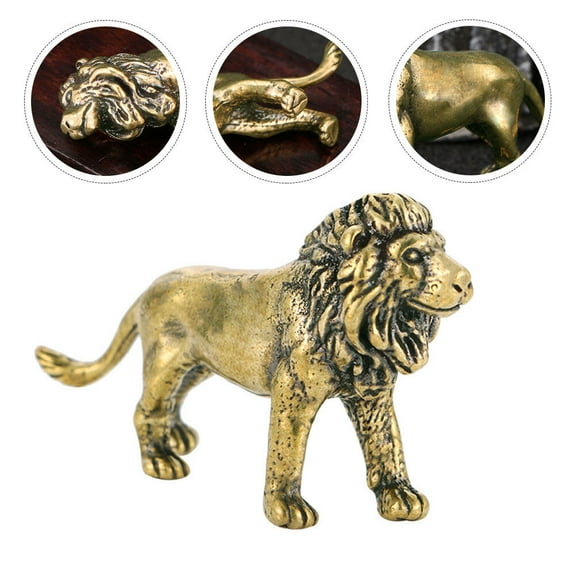 HOMEMAXS  Small Lion Decoration Lifelike Statue Statues Indoor Man Golden