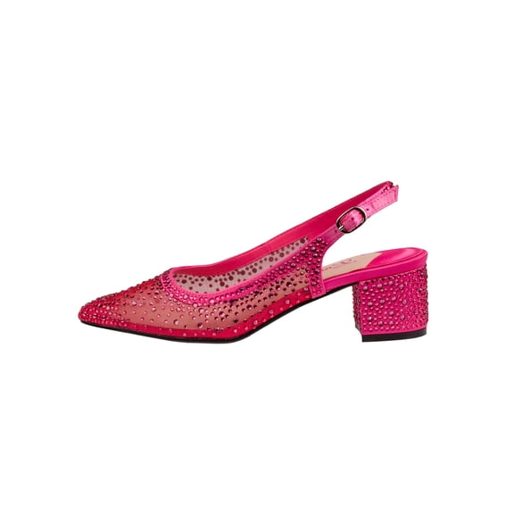 Ninety Union Lady Couture Demi Rhinestone Mesh Slingback, Fuchsia, 6
