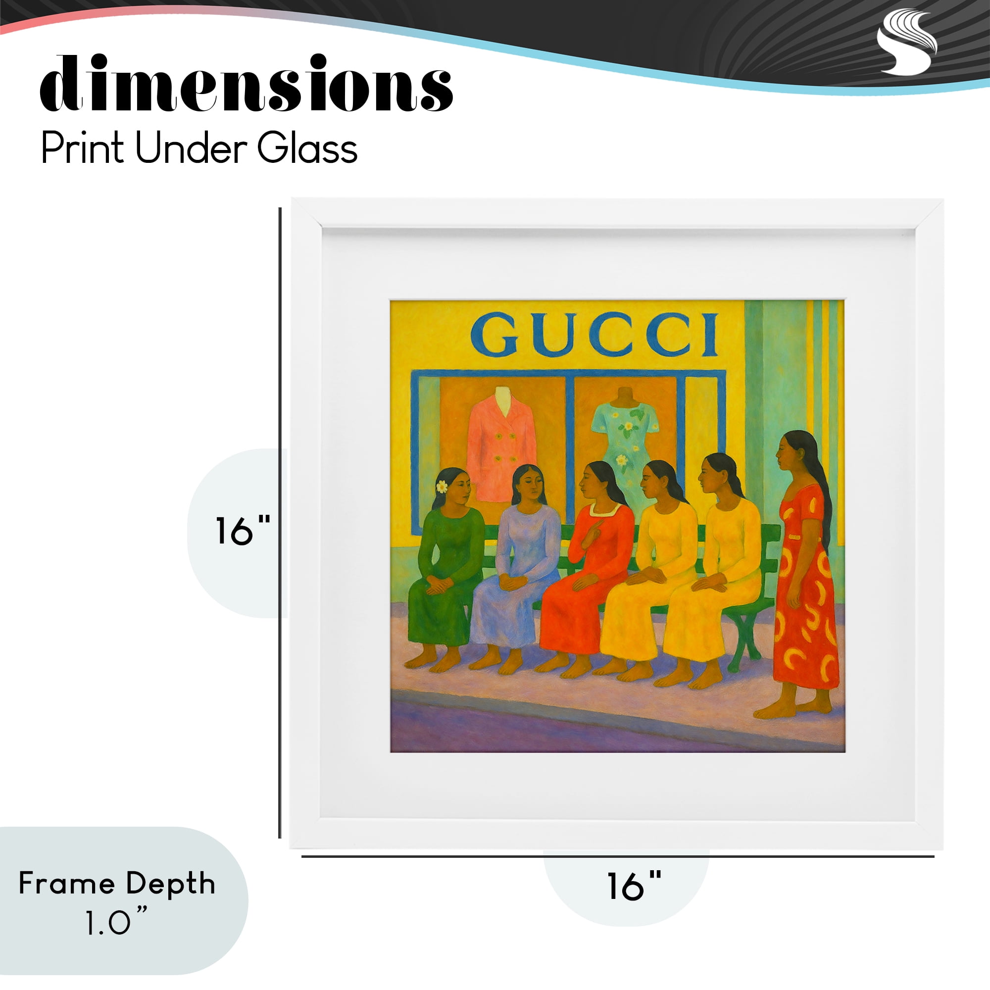 Stupell Industries Gaugin Style Glam White Framed Print Under Glass, design by Grotto Studios
