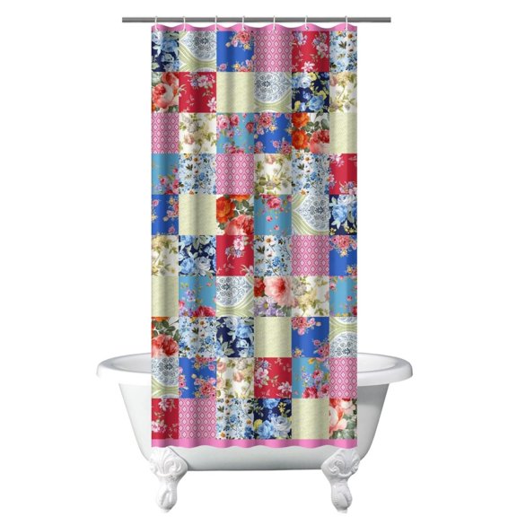 Small Stall Narrow Shower Curtain 36"W x 72"L – Tropical Bohemian Leaves, Mid-Century Abstract Boho Botanical Bathroom Decor, Vintage Floral Palm Leaf Pattern, Rustic Tribal Folk Style