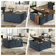 thumbnail image 2 of ANPOO 40" Large Farmhouse Lift Top Coffee Table with Power Outlets and Large Hidden Storage, Square Wood Living Room Tables, Multi-Function Lift Wooden Barn Door Center Table, Black, 2 of 7