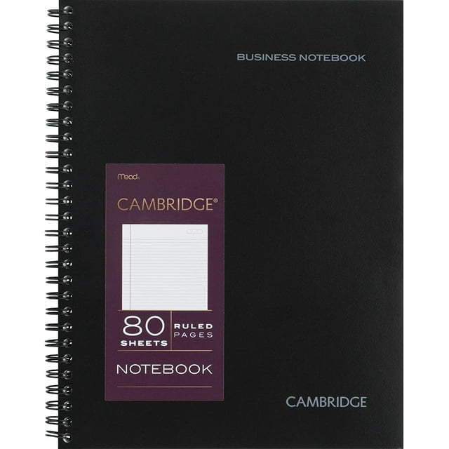 Cambridge Limited Notebook, Single Pack Black Spiral, Legal Ruled