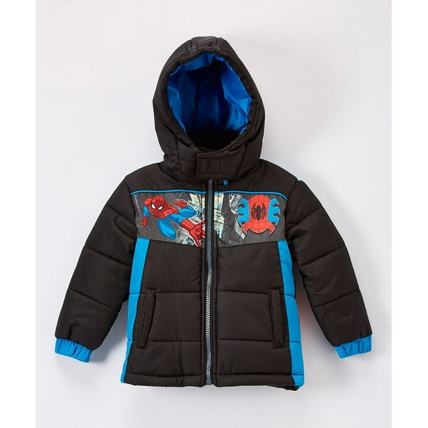 Spider-Man - Spiderman Boys' Puffer Jacket Hooded Toddler Winter Coat ...