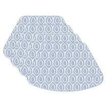 CounterArt "Blue Designs" Wedge Shaped Reversible Easy Care Flexible Plastic Placemat 4 Pack 17.75” by 11.25”