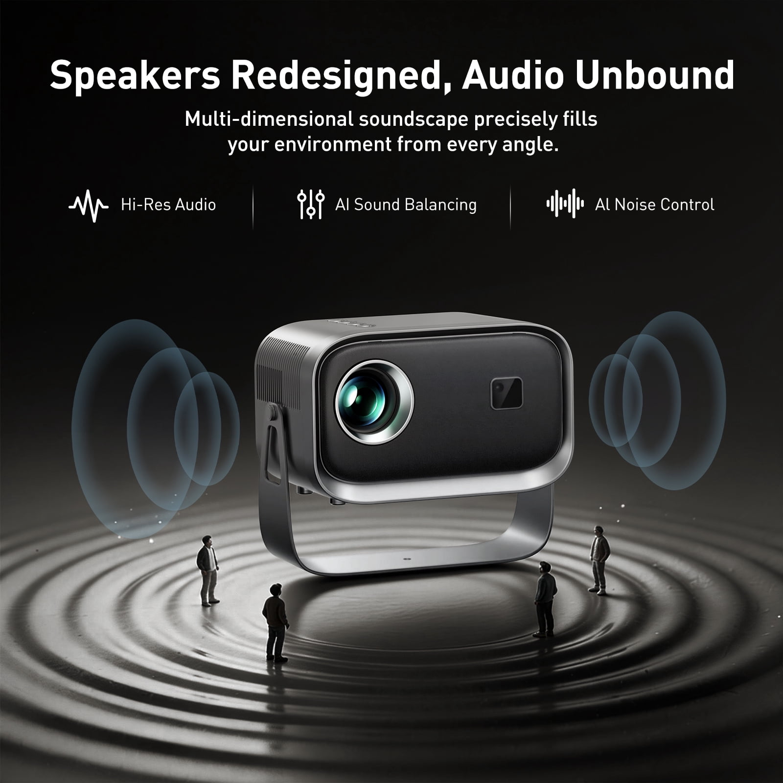 SGV Mini Projector, Wi-Fi 6 BT 5.2, Integrated 5 W Speaker, 180° Tilt Head,  Video Projector for Home, Bedroom, Camping ，Grey