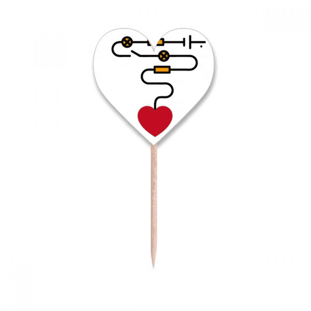 Circuit Cardiaque Interrupteur Électrique Cure-Dent Drapeaux Coeur Lable Cupcake Pics