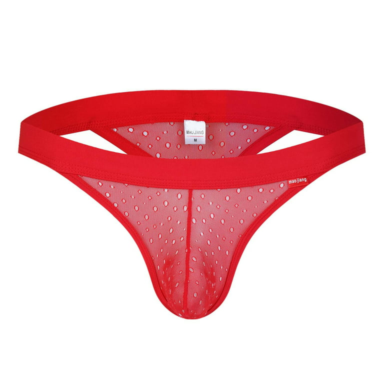 Baocc Mens Thong Men's Sexy Jockstrap Breathable Underwear Mesh Jock Strap  Mens Underwear Red L