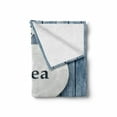 thumbnail image 2 of Tea Time Soft Flannel Fleece Blanket, Country Themed Rustic Inspired Lettering on Plates Cups and Pot Illustration, Cozy Plush for Indoor and Outdoor Use, 50" x 60", Blue and White, by Ambesonne, 2 of 6