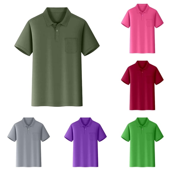 REDARER Kids Short Sleeve Pocket Polo Shirt Soft Breathable Daily Play School Casual Tops School Uniform,9-10 Years