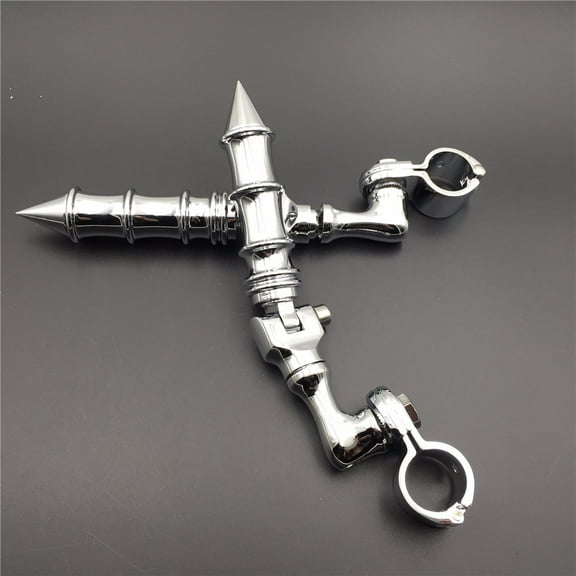 HTT-MOTOR Chrome Short Angled Peg Mounting Kit with Foot Peg For Bike with 1-1/4 inch (1.25") Front Engine Guard Frame Tube Iron 883 XL883N Electra Glide Ultra Road King FLHR