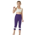 thumbnail image 5 of MKOSPLRT 2-13 Years High Waist Leggings for Girl Toddler Stretch Slim Fit Yoga Workout Capris Solid Lace Hem Crop Leggings Summer Capris, 5 of 9