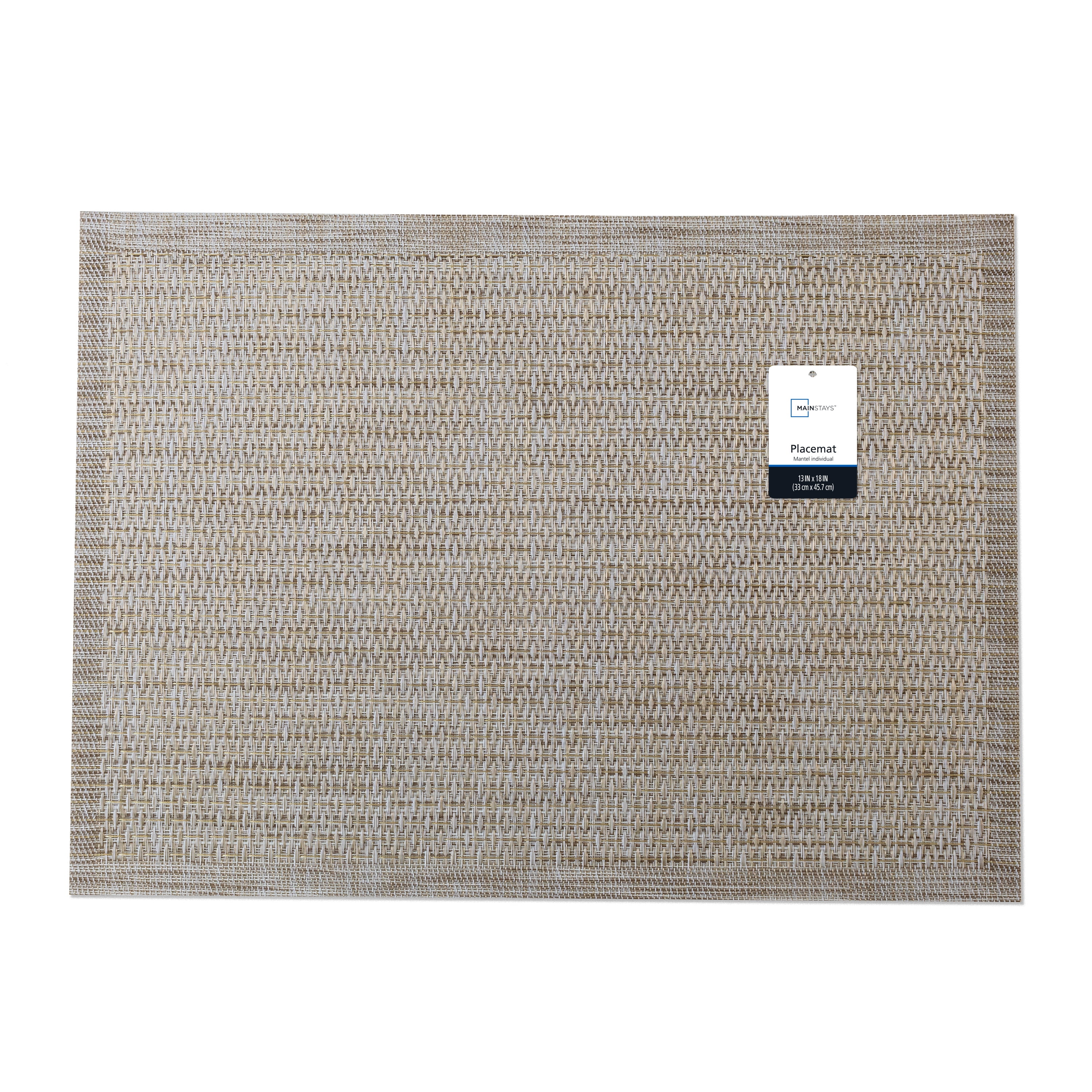 (4 pack) Mainstays Rainer Woven Vinyl Table Placemat Sand 13" x 18"