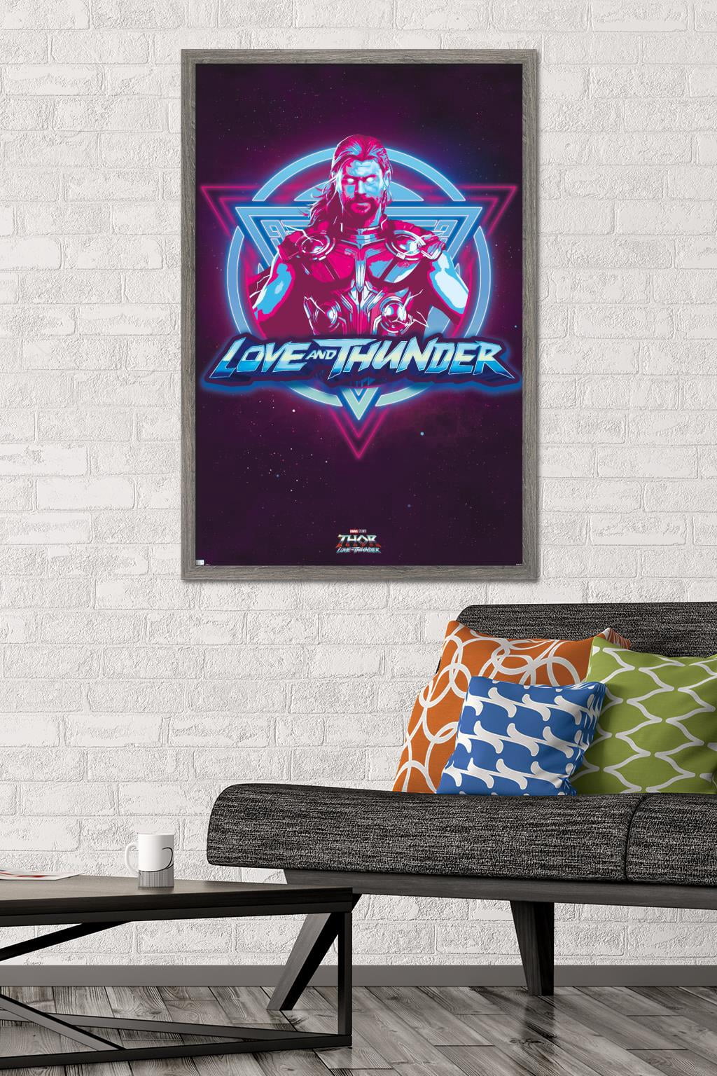 Marvel Thor: Love and Thunder - Vaporwave Wall Poster, 22.375" x 34" Framed