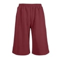 thumbnail image 4 of ZACPNCV Boys Girls Capri Sweatpants Elastic Waist Drawstring Lounge Capris Wide Leg Cropped Pants with Pockets Workout Joggers 11-12Years Burgundy, 4 of 9