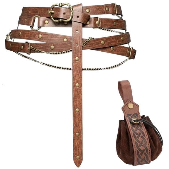Alaiyaky Pirate Costume Accessories, Renaissance Belt Pouch Set, Medieval Belt, Skirt Hike Halloween Cosplay Costume Accessorie