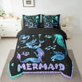 thumbnail image 2 of Homewish Cartoon Mermaid 7-Piece Twin Bedding Sets,Ocean Animal Sealife Bedding Comforter Set,Purple Blue Black Sheet Sets For Girls,Luxury Bedroom Decor, 2 of 8