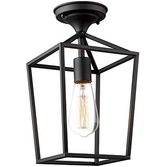 Semi-Flush Mount Ceiling Light, 1-Light 13 inch Height Ceiling Light Fixture in Black Finish, 20065B1-F1 BK$$Tools & Hardware Other