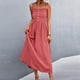 thumbnail image 5 of Vestido largo informal liso con botones y tirantes de verano para mujer Fridja  hj2107, 5 of 7