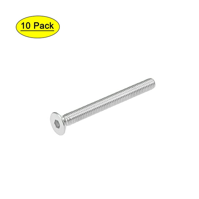 Unique Bargains Vis à Tête Plate M6x60mm Vis Hexagonale Intérieure en Acier Inoxydable 304 Boulons 10 Pcs