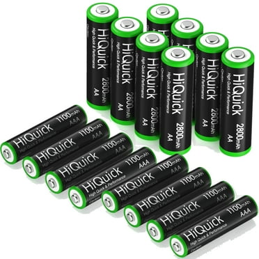 HiQuick AA AAA Rechargeable Batteries Combo - 2800mAh AA Rechargeable Batteries (8 Pack) and 1100mAh AAA Rechargeable Batteries (8 Pack), Performance 1.2V Ni-Mh Batteries