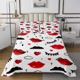 thumbnail image 1 of Erosebridal Red Lip Coverlet Set Queen, Cartoon Heart Bedding Set, Valentines Day Gift Decor, 3-Piece, 1 of 5