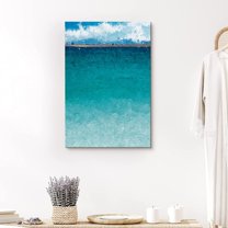 PixonSign Canvas Print Wall Art Sparkling Blue Beach Horizon Geometric Wilderness Illustrations Modern Art Minimalist Landscape Relax/Calm Multicolor for Living Room, Bedroom, Office - 12"x18"