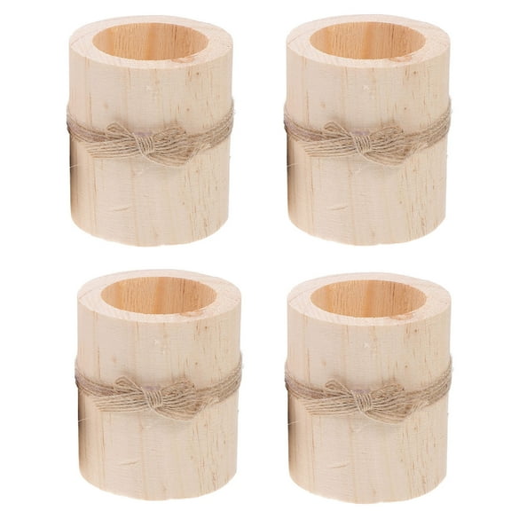 BERTDOMD 4Pcs Handmade Wooden Tea Light Candle Holders Votive Tealight Holders Wedding Party Birthday Christmas Holiday Decor