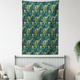 thumbnail image 4 of Leaf Tapestry, Tropical Jungle Palm Tree Banana Leaves Frangipani Heliconia on a Dark Blue Background, Wall Hanging for Bedroom Living Room Dorm Decor, 60W X 80L Inches, Multicolor, by Ambesonne, 4 of 5