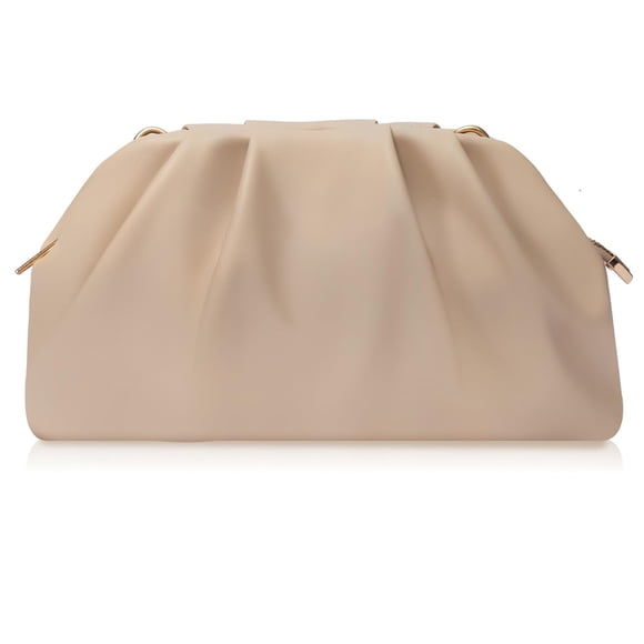 Bolso de mano lovyoCoCo de PU suave plisado color nude tipo clutch