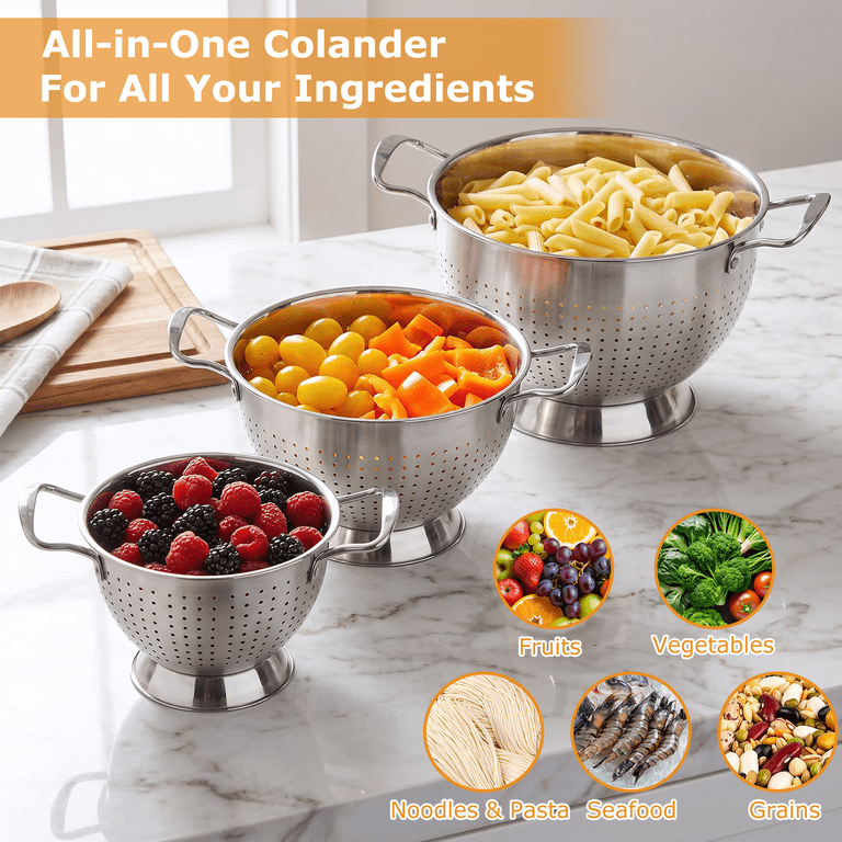 TAIMASI 3-Piece Stainless Steel Colander Set photo 8
