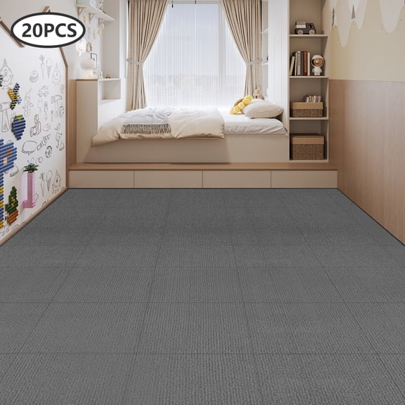 20PCS 50*50cm Self Adhesive Carpet Tiles Peel and Stick Floor Plank Mat Non-Slip for Restaurants, Family Rooms, Corridors