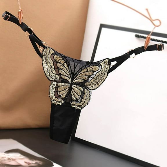 HUPOM Mens Briefs Underwear Pack Girls Panties Thong Leisure Tie Drop Waist Black One Size