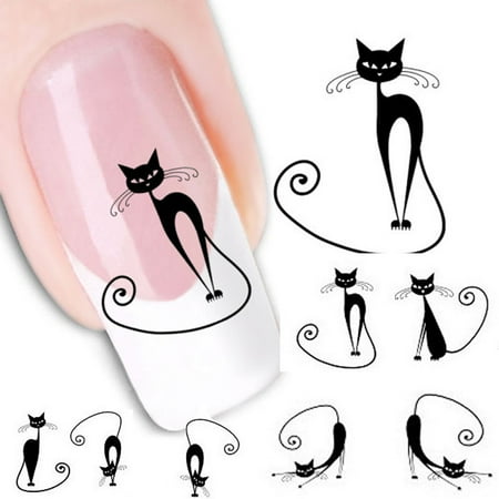 - BEAD BEE Cat Water Transfer Slide Decal Sticker Nail Art Tips To Decor XF1442
