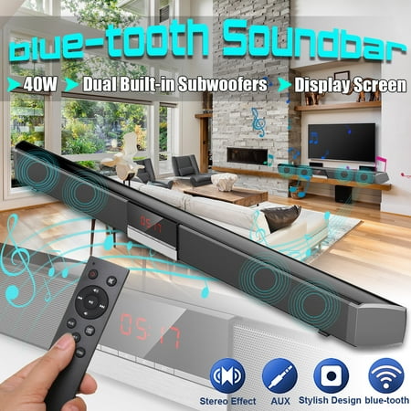 40W Wireless Soundbar TV Stereo Speaker HIFI Superbass Subwoofer Sound Bar Home Theater Home Audio For PC Computer Smartphone Remote