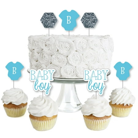 Baby Boy Dessert Cupcake Toppers Baby Shower Clear Treat Picks
