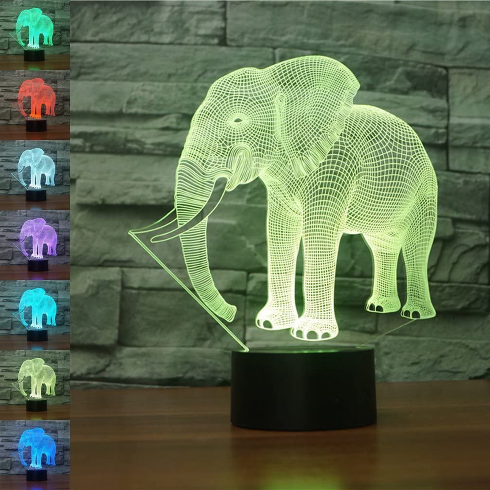 Elephant Night Light for Kids 3D Elephant Light 7 Colour Changing Night