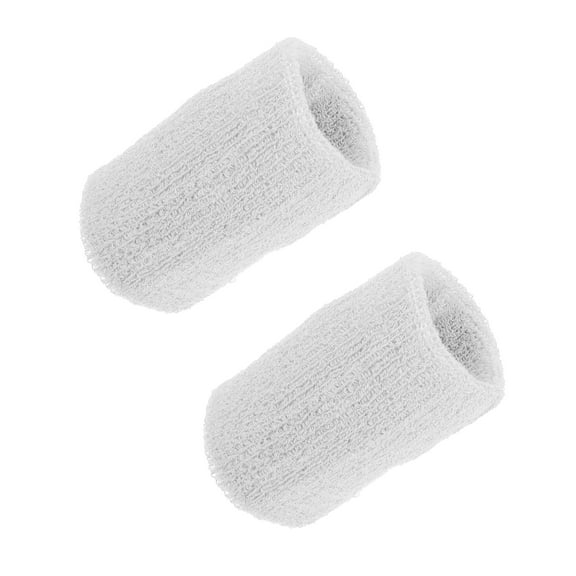 Vocoste Pair Sweat Absorbing Wrist Sweatbands Athletic Cotton Terry Cloth White 8x10cm